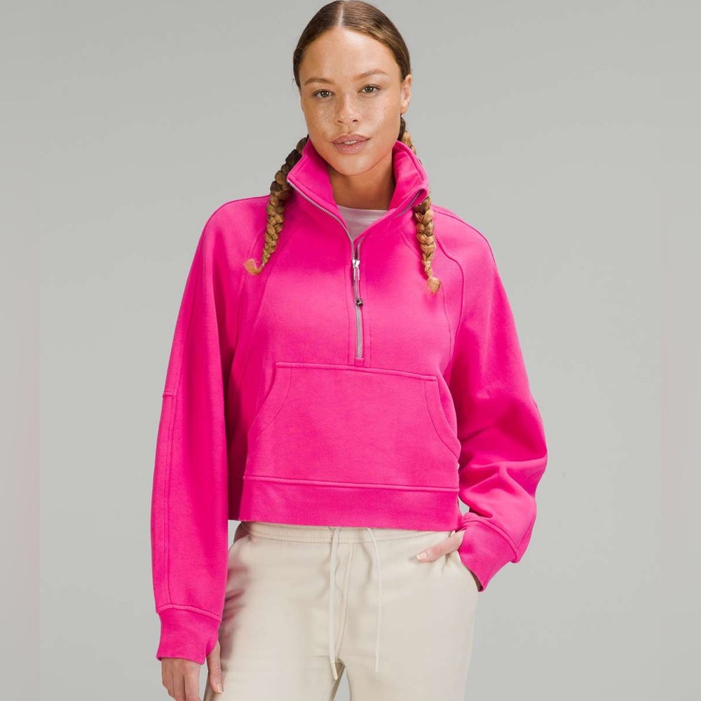 Lululemon Scuba Oversized Funnel Neck Half Zip in Sonic Pink